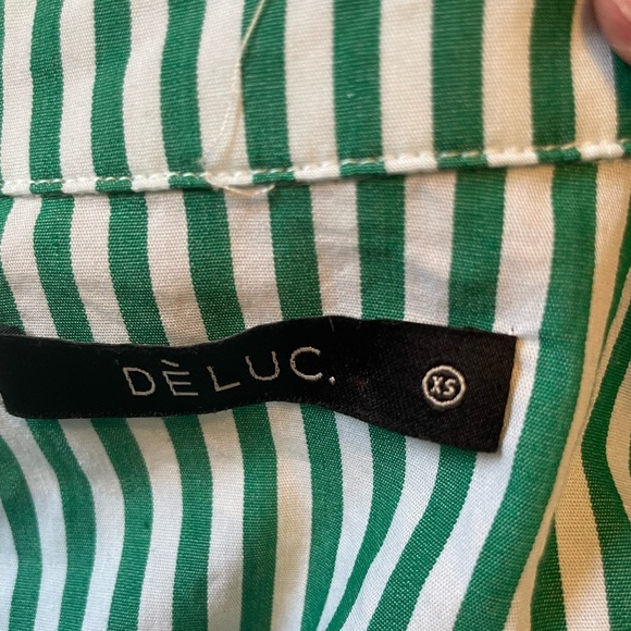Deluc Solar Dress Green Stripe Long Sleeve  Mini Button Up Oversized Size XS - Picture 8 of 10